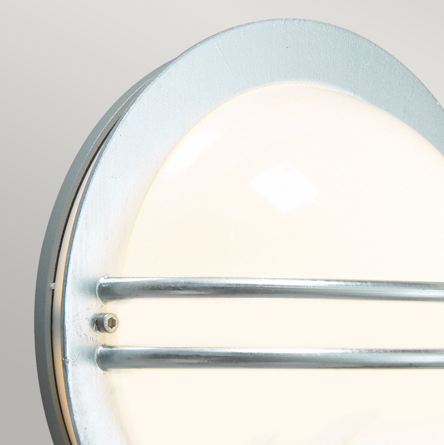 Exterior Eye Bulkhead 1lt Wall Light Galvanised/Opal - ID 14638