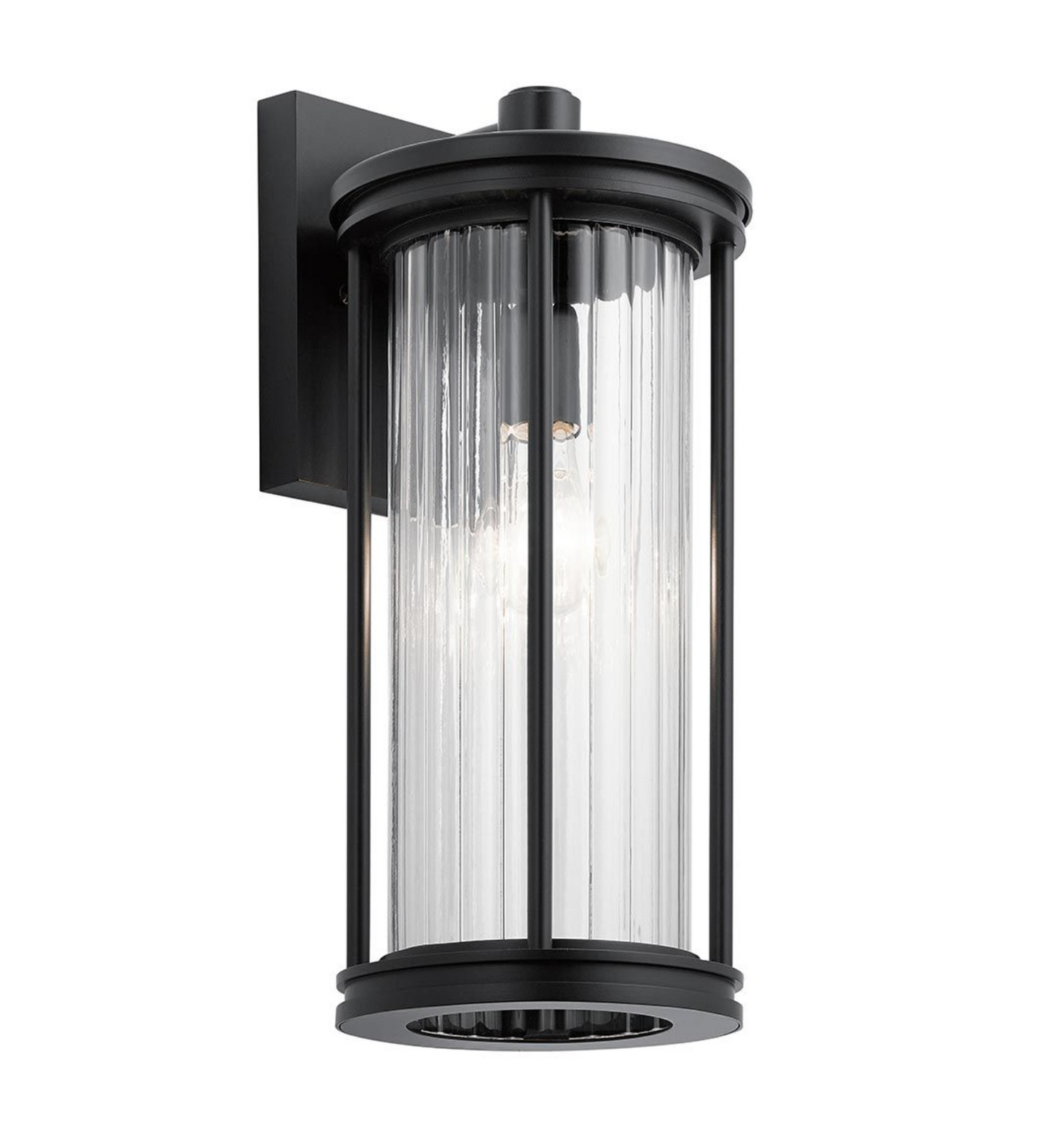 Ribbed Glass Outdoor IP44 Cylindrical Wall Lantern - ID 14655