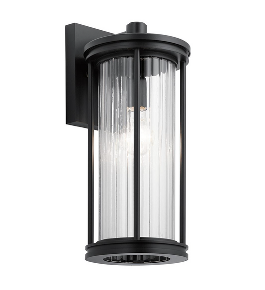 Ribbed Glass Outdoor IP44 Cylindrical Wall Lantern - ID 14655