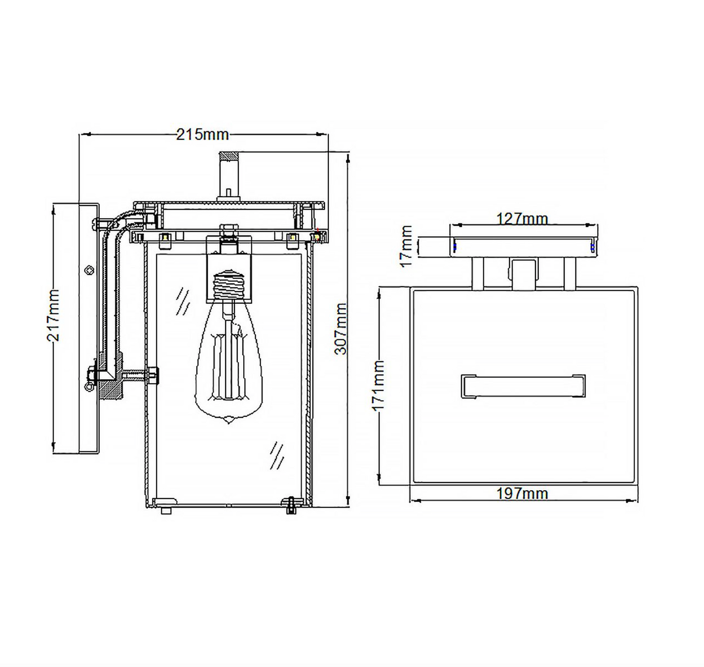 Envie Bronze Exterior Medium Wall Box Lantern - ID 14658