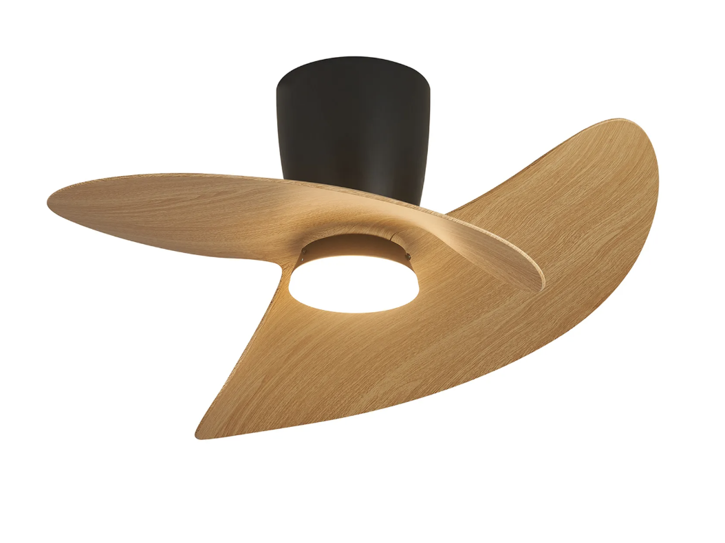 River 70cm Black/Wood 18W LED Ceiling Fan - ID 14703