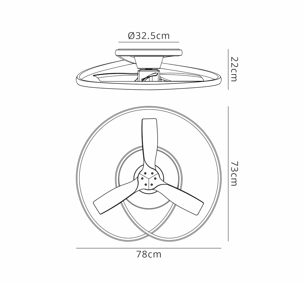 Waves Black/Wood 60W LED Ceiling Fan - ID 14708