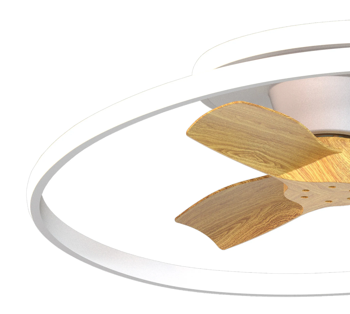 Waves White/Wood 60W LED Ceiling Fan - ID 14709