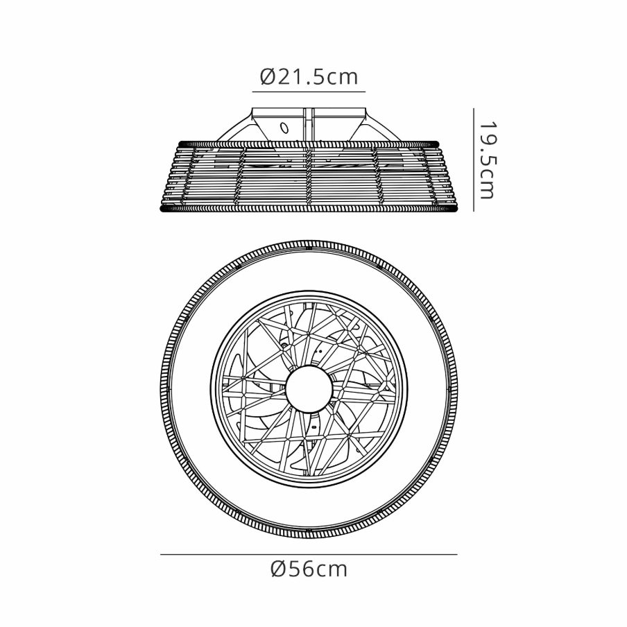 Java 56cm Rattan 55W LED Ceiling Fan - ID 14713