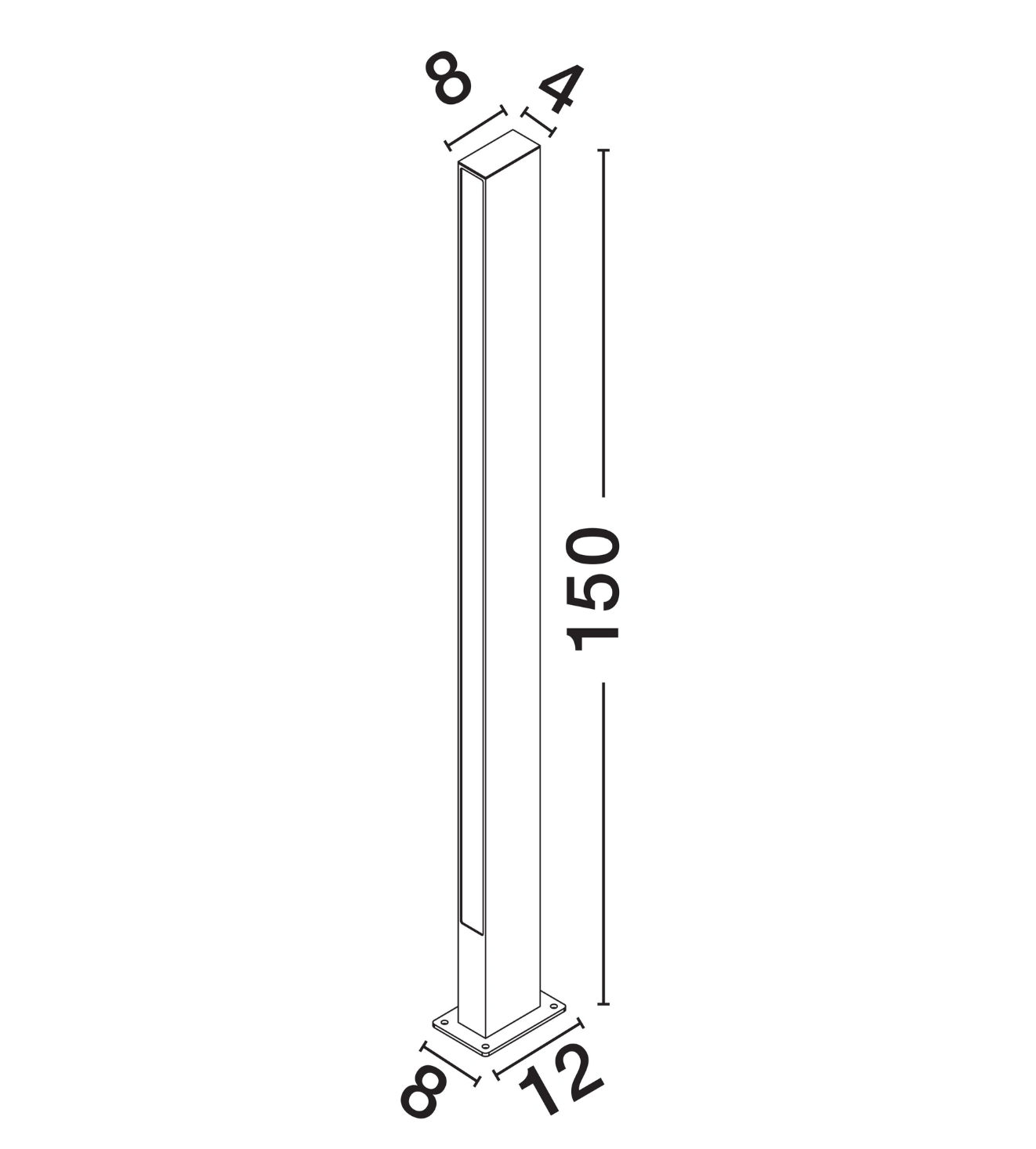 Tachi 150cm Minimalistic Sandy Black Exterior Bollard - ID 14764