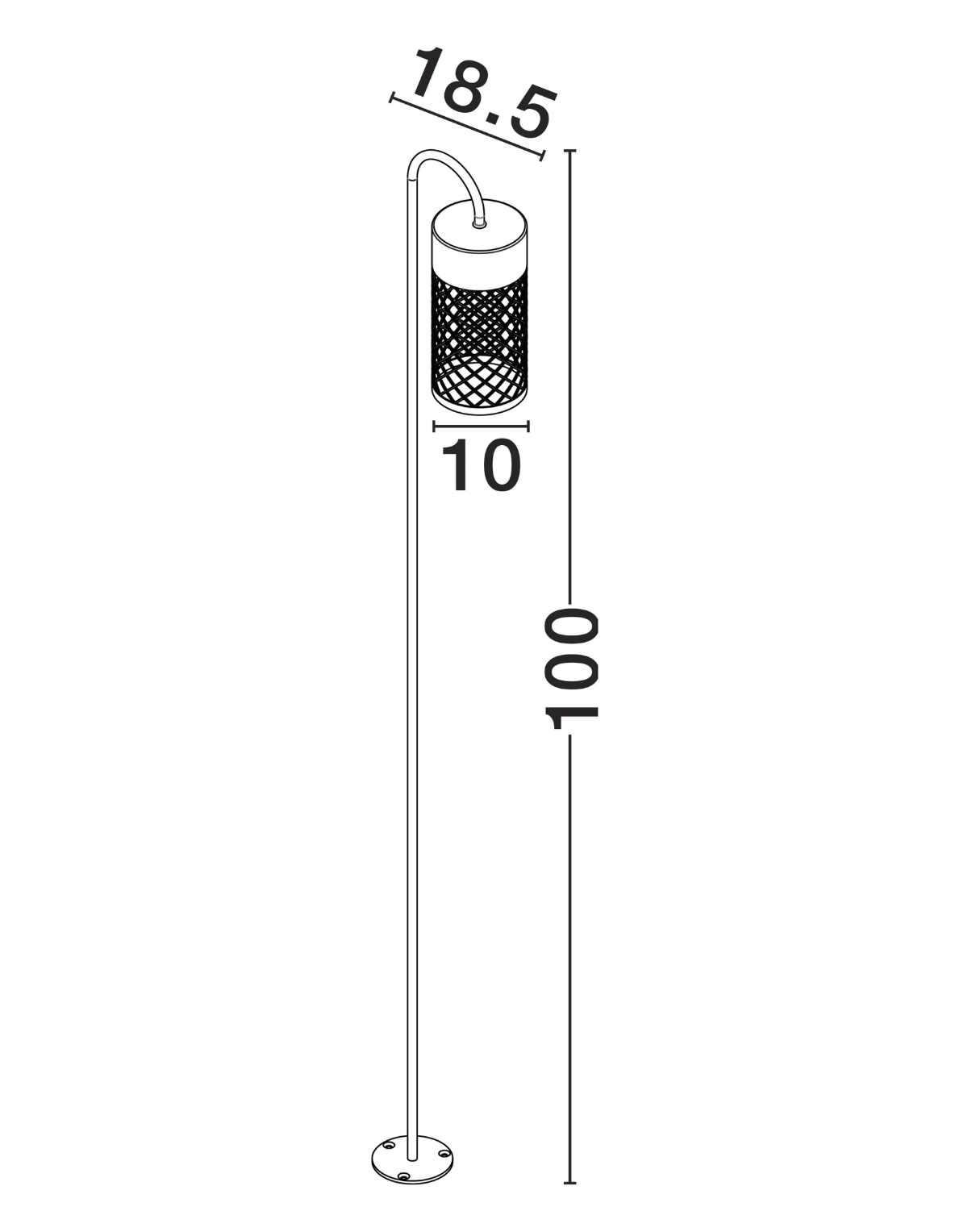 Crue 100cm Sandy Black Intwined Metal Exterior Bollard - ID 14774