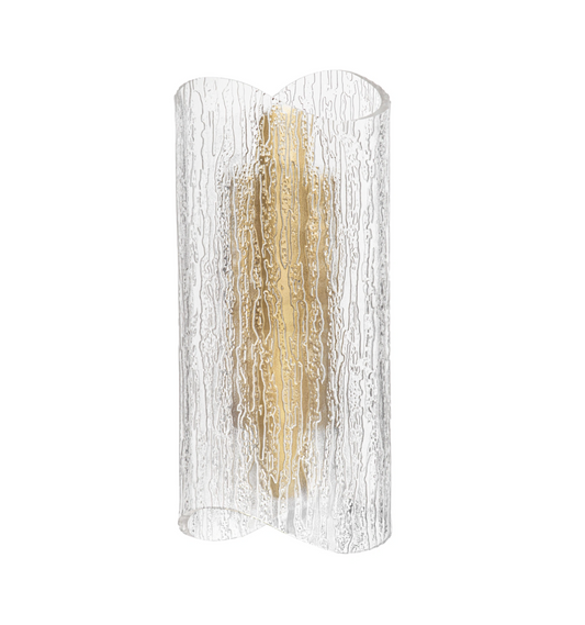 Rounded Textured Glass And Gold Wall Light- ID 14838