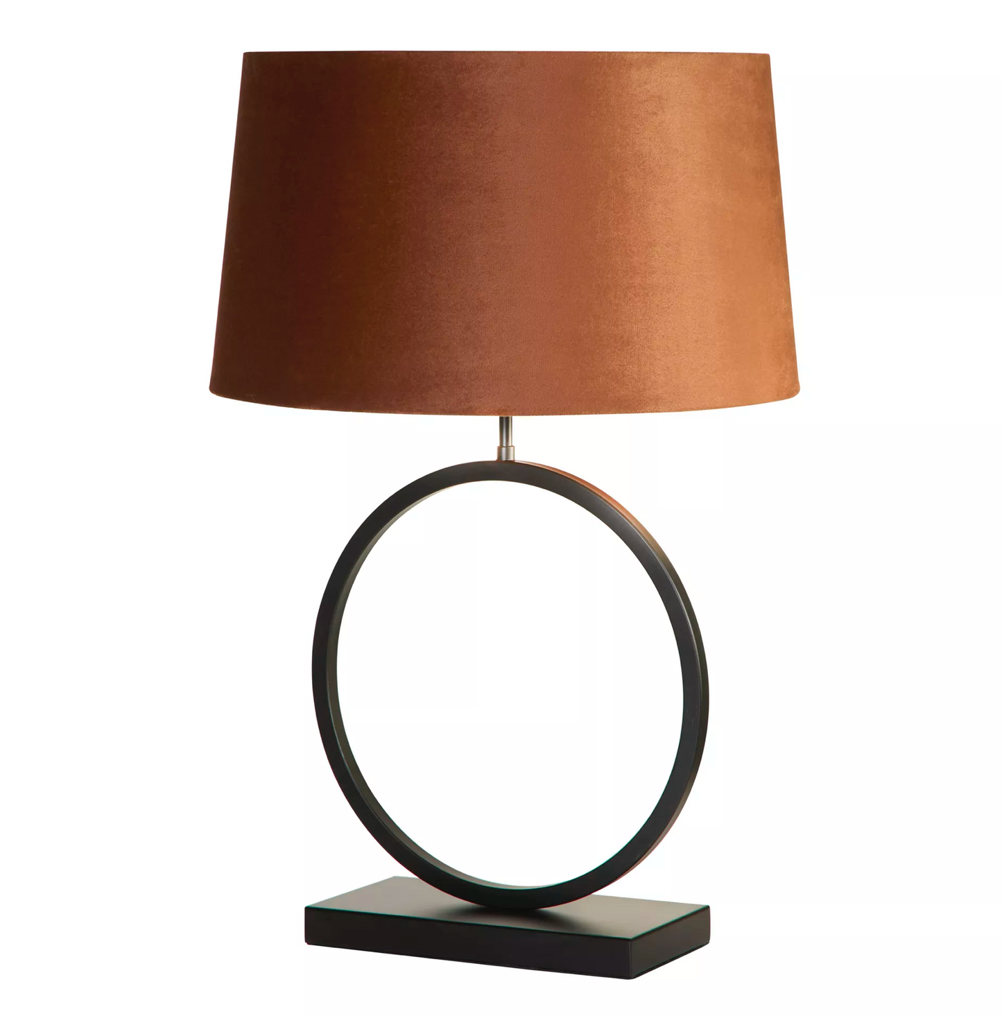 Circular Matt Black Table Lamp With Orange Shade - ID 14840