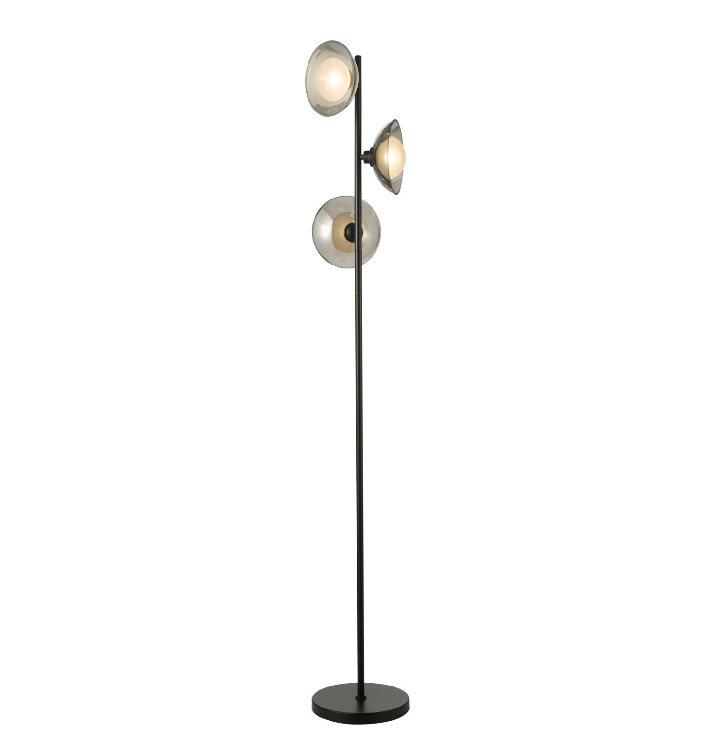3 Light Floor Lamp Satin Black and Smoked Glass - ID 14843