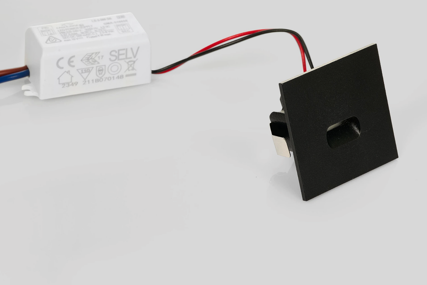 NL ID 14844 indoor wall recessed square step light, black, 2700K, in-line driver