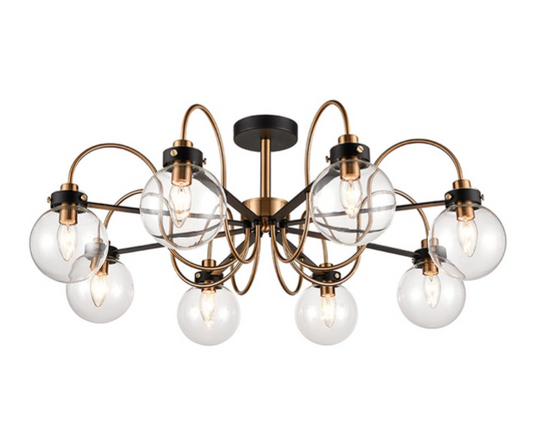 Black and Gold 8lt Globe Semi Flush Light - ID 14896