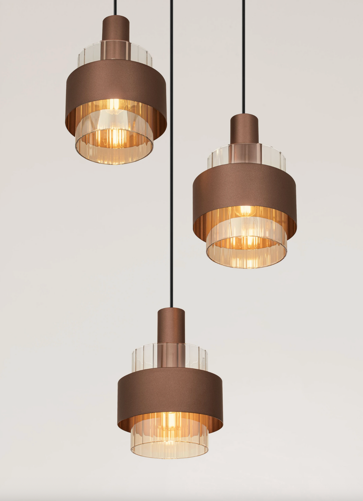 NL Sereni Coffee & Amber Fade Glass 3 Light Multi Pendant - ID 14898