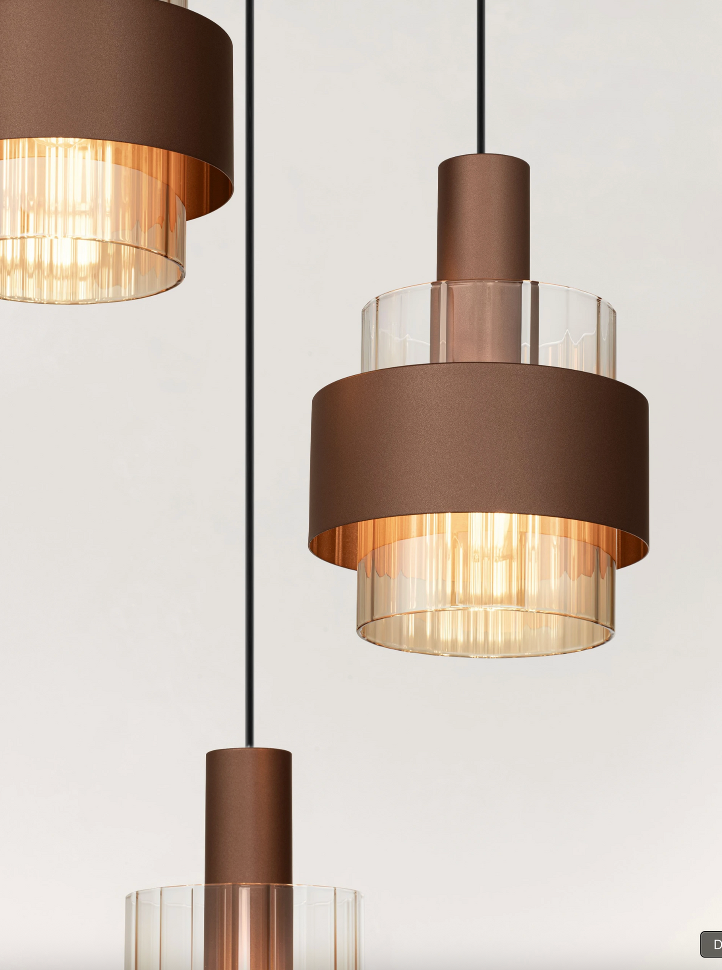 NL Sereni Coffee & Amber Fade Glass 3 Light Multi Pendant - ID 14898