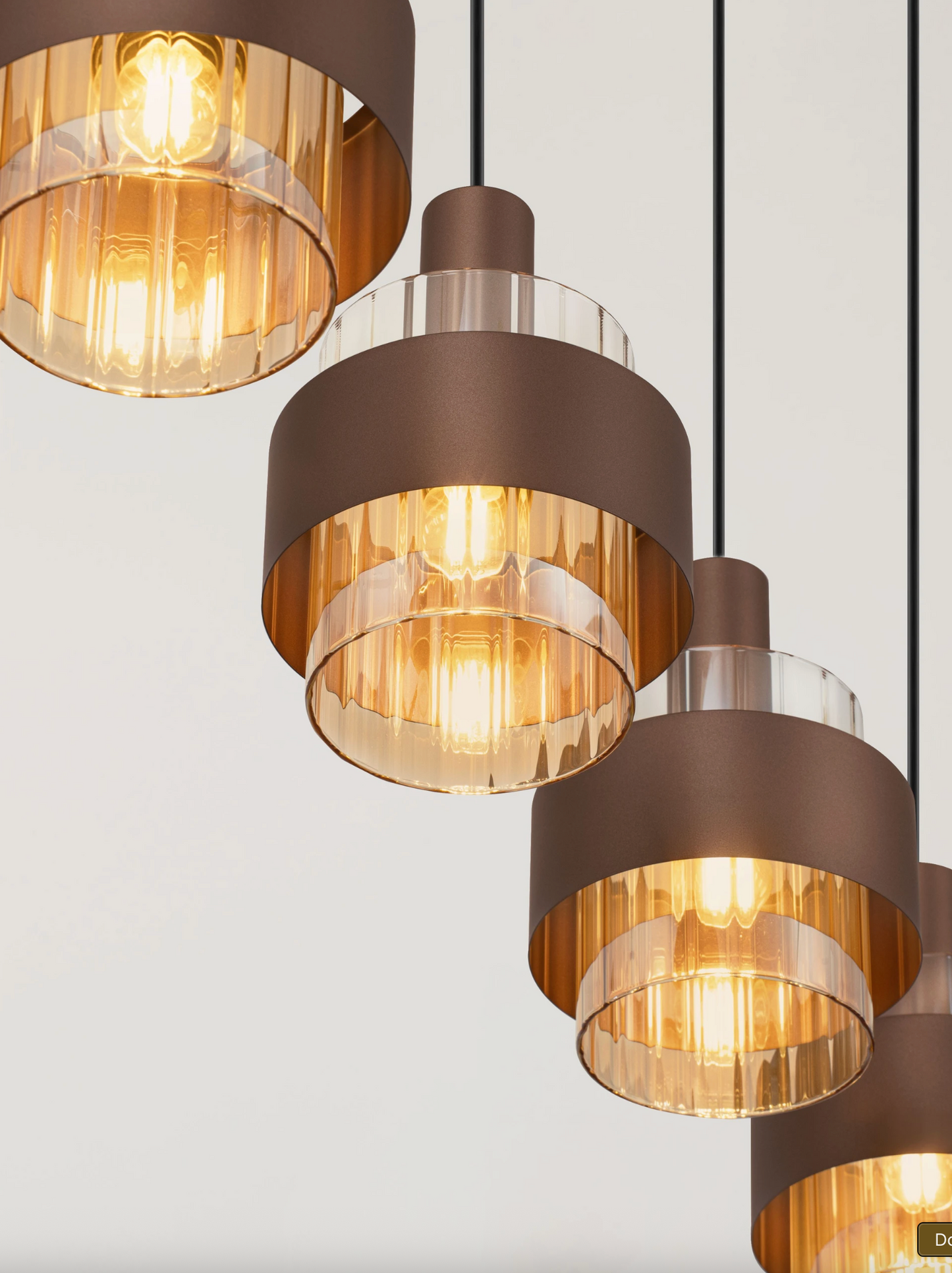 NL Sereni Coffee & Amber Fade Glass 4 In Line Multi Pendant - ID 14899
