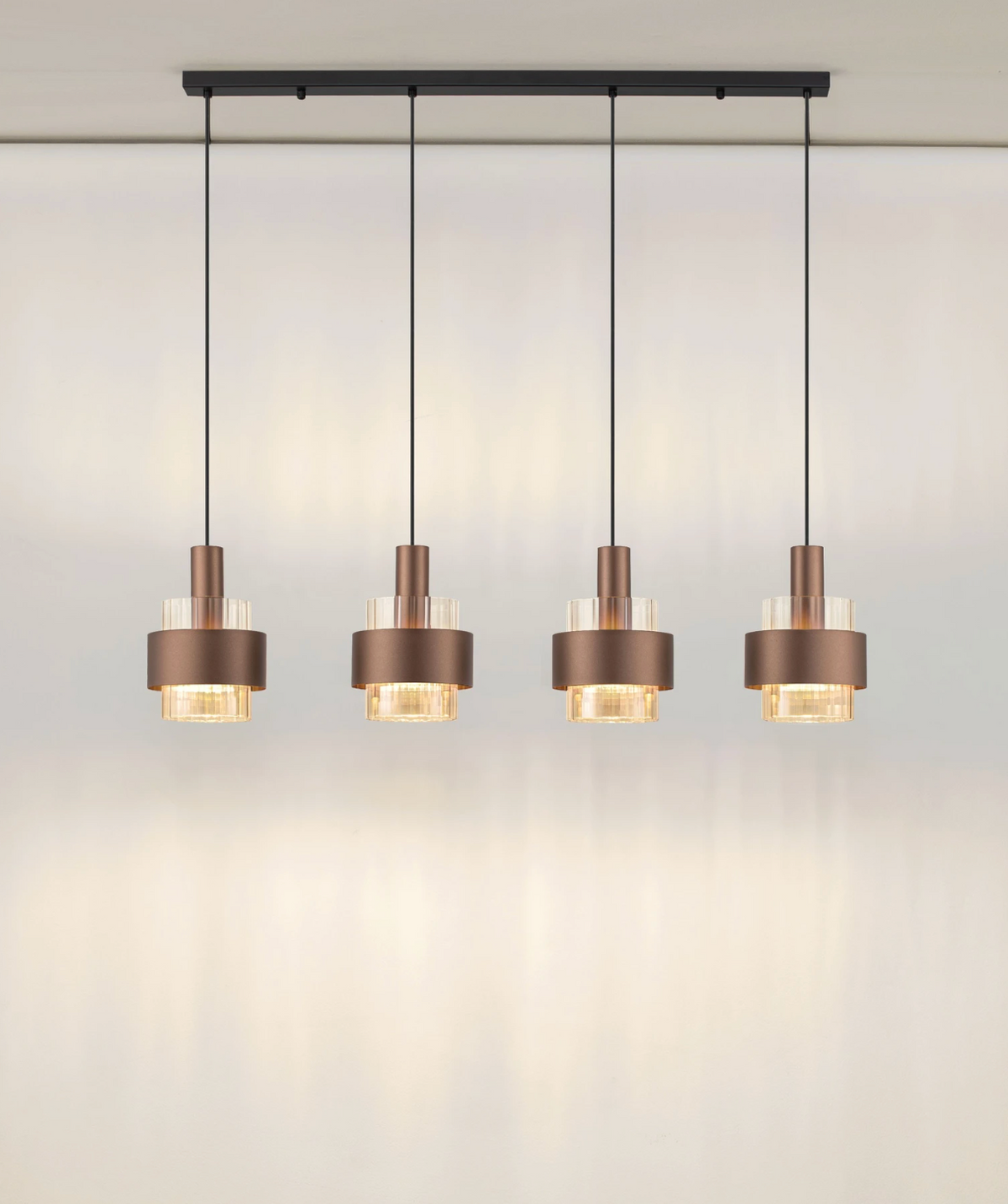 NL Sereni Coffee & Amber Fade Glass 4 In Line Multi Pendant - ID 14899