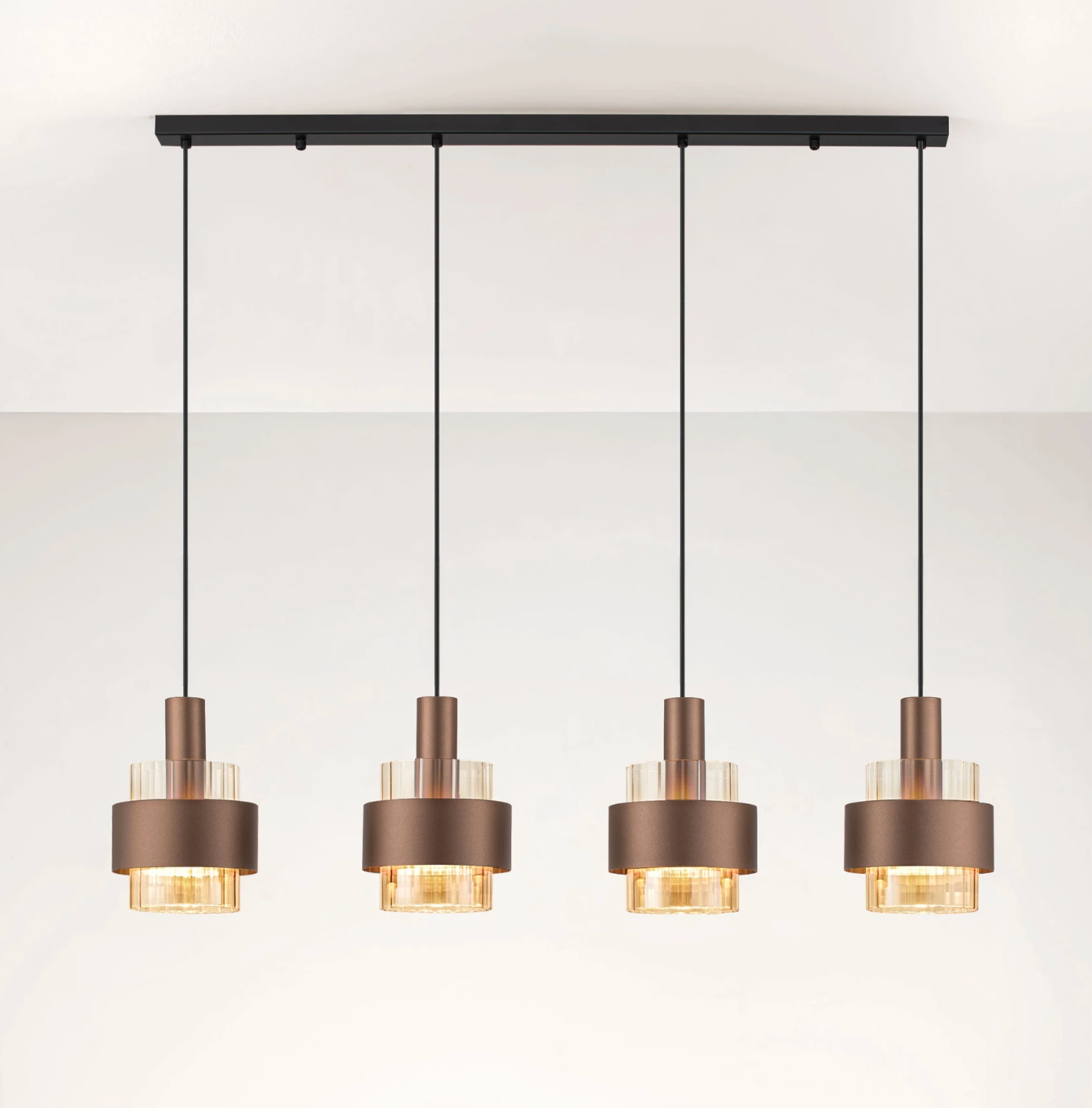 NL Sereni Coffee & Amber Fade Glass 4 In Line Multi Pendant - ID 14899