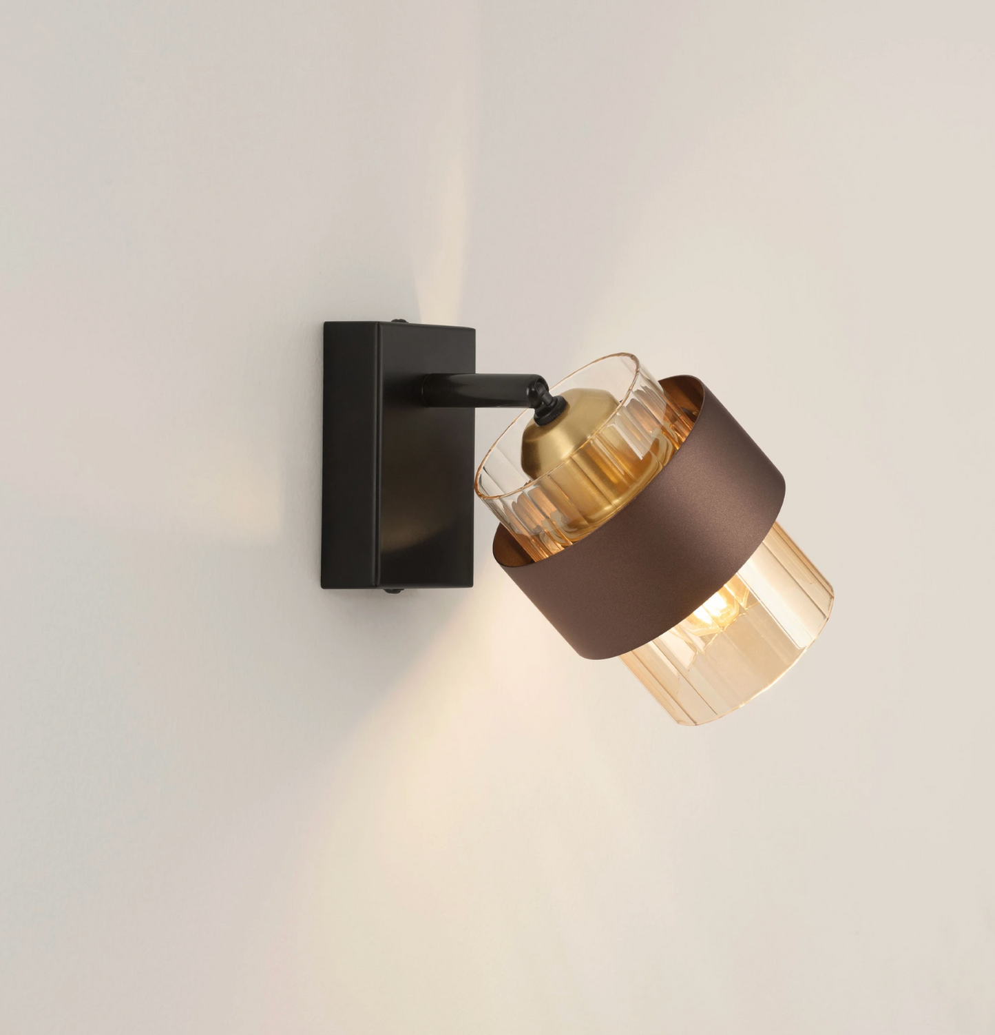 NL Sereni Coffee & Amber Fade Glass Small Wall Light With Switch - ID 14900