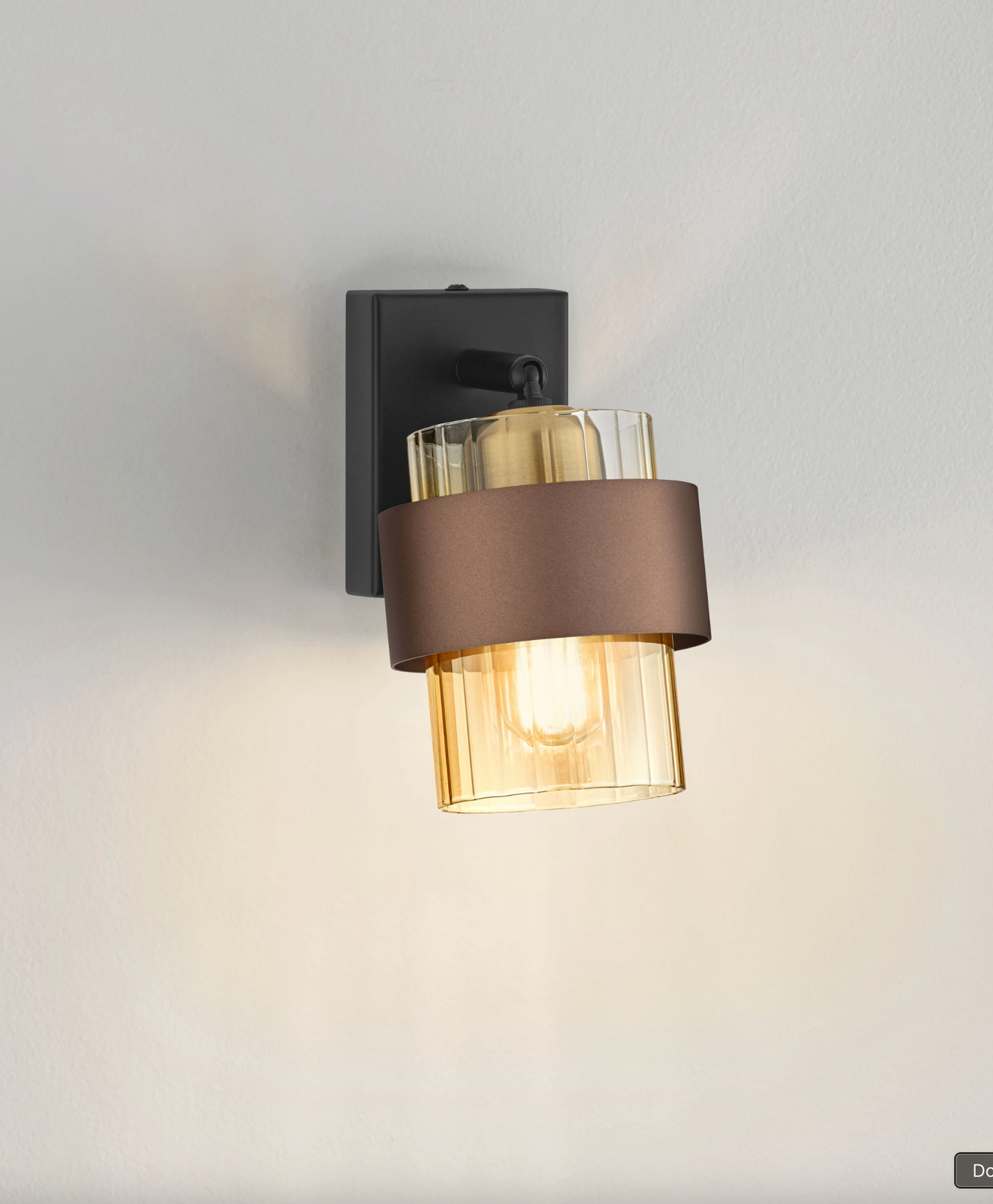 NL Sereni Coffee & Amber Fade Glass Small Wall Light With Switch - ID 14900