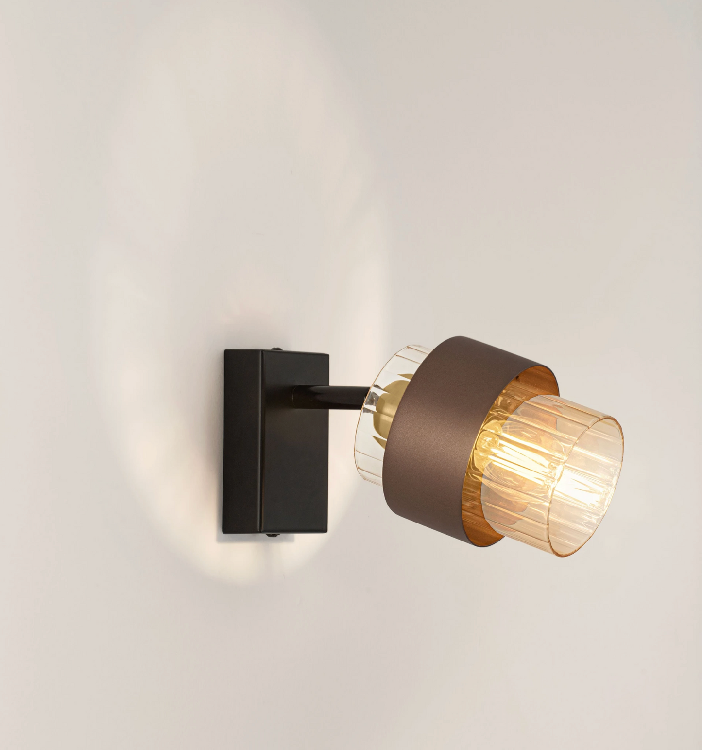NL Sereni Coffee & Amber Fade Glass Small Wall Light With Switch - ID 14900