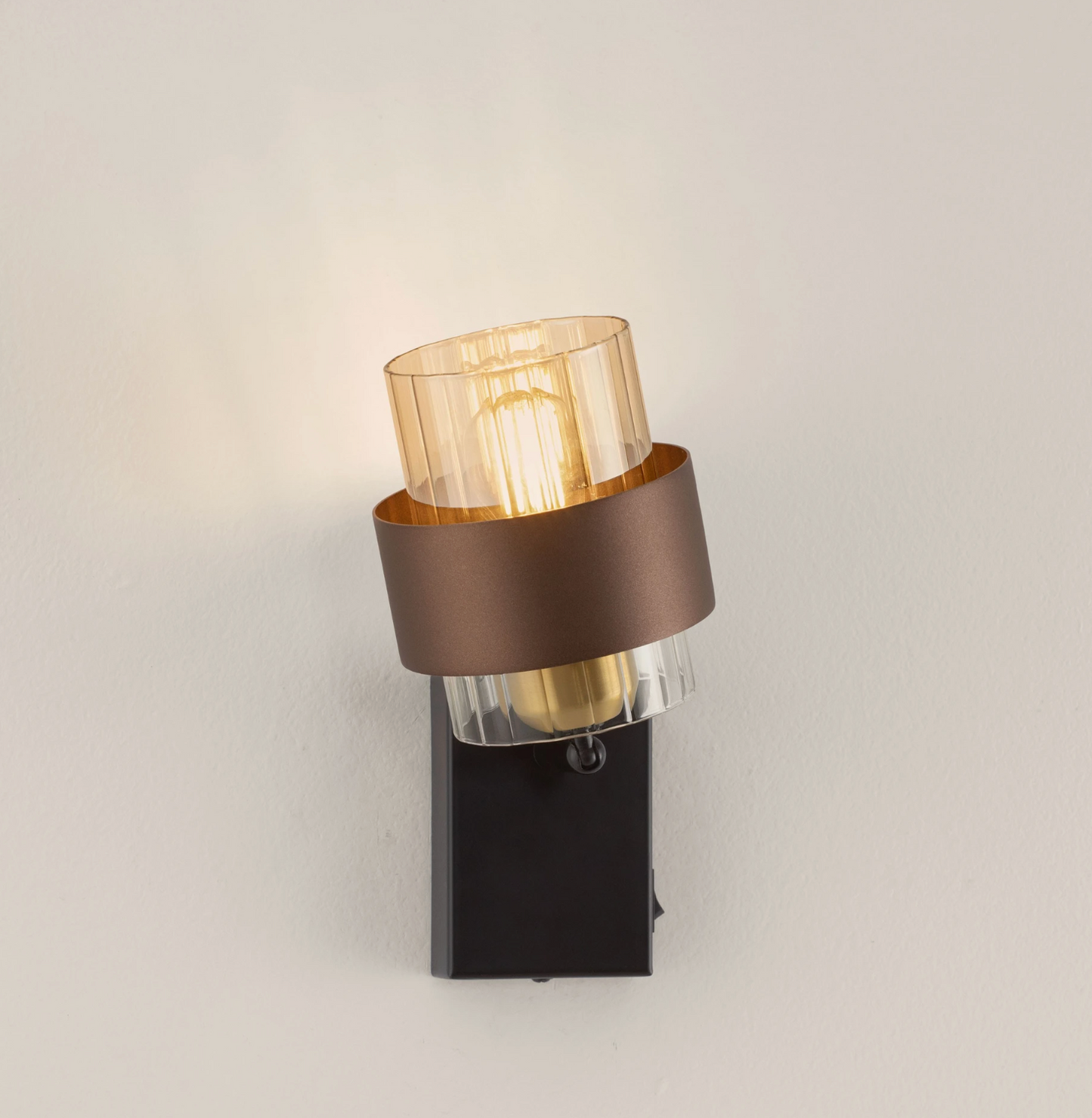 NL Sereni Coffee & Amber Fade Glass Small Wall Light With Switch - ID 14900