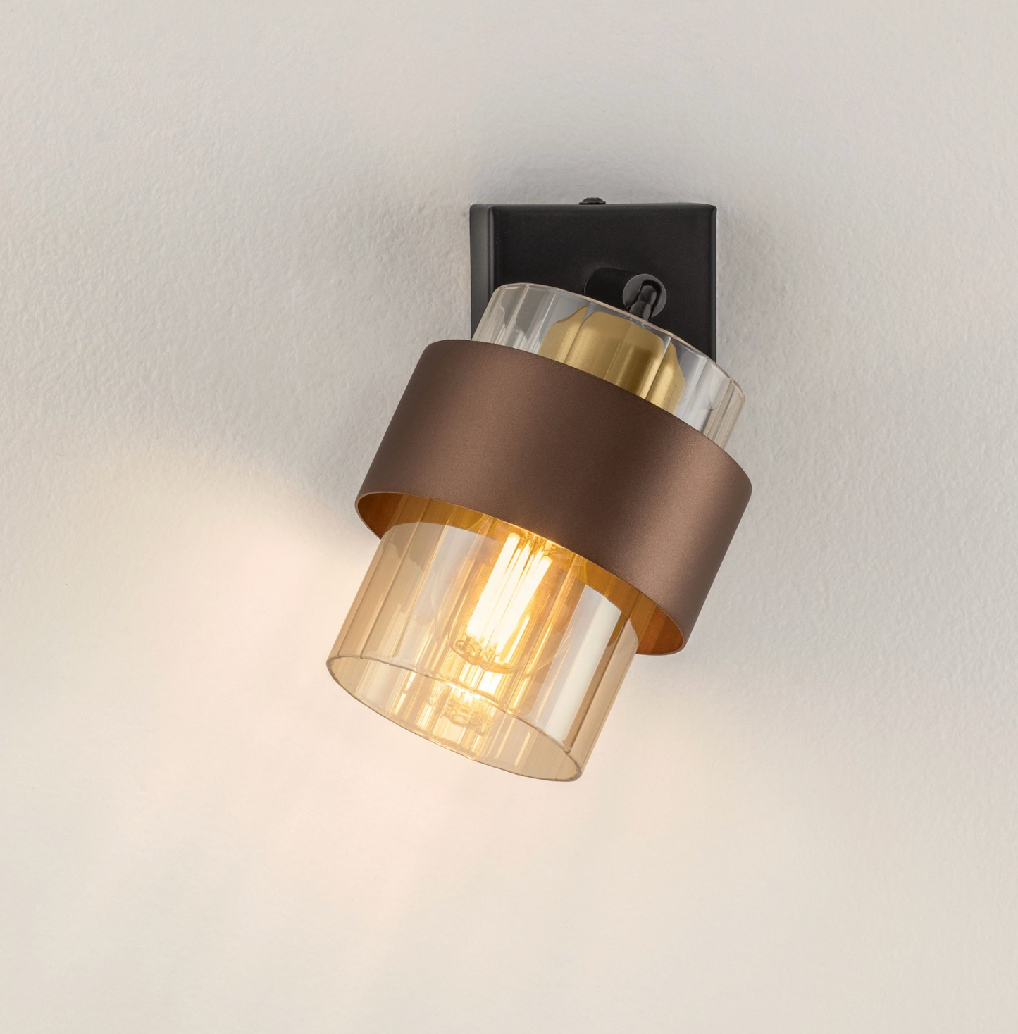 NL Sereni Coffee & Amber Fade Glass Small Wall Light With Switch - ID 14900