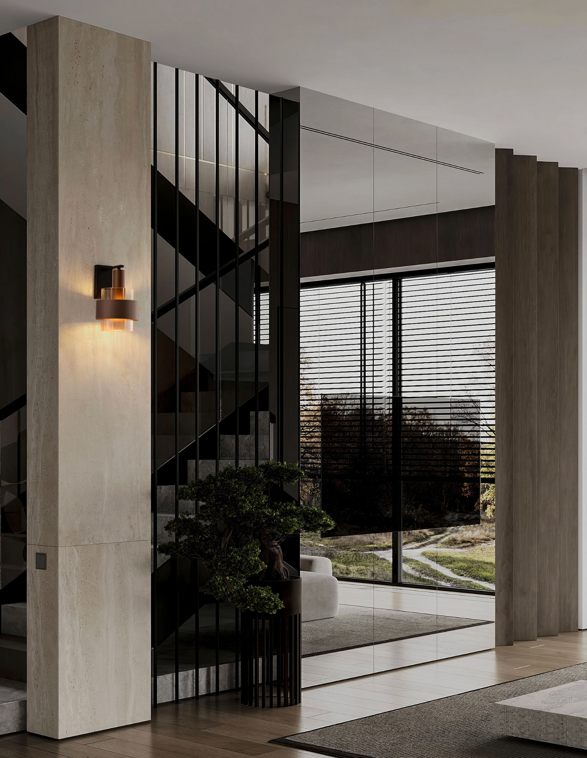 NL Sereni Coffee & Amber Fade Glass Wall Light - ID 14901