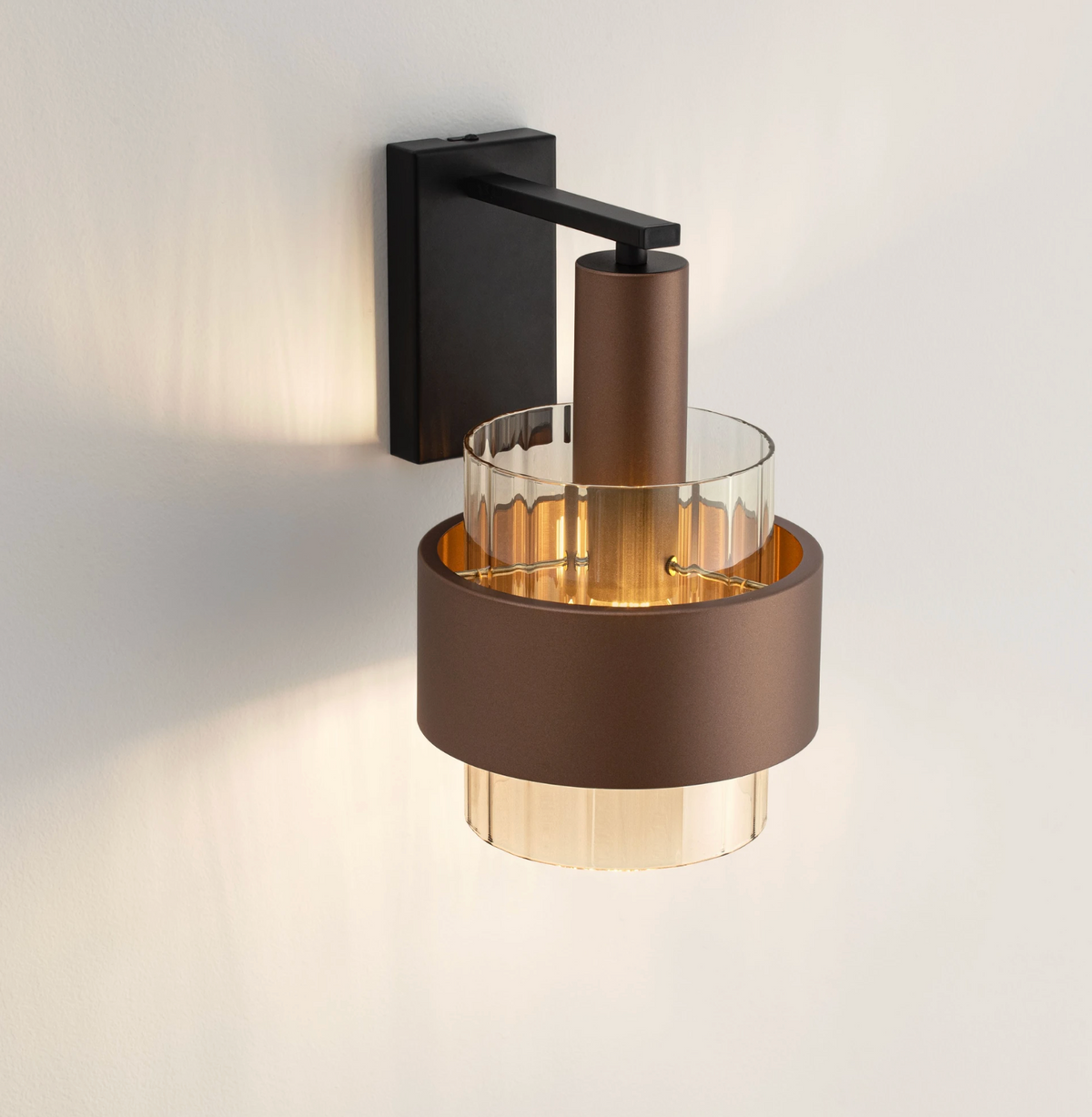 NL Sereni Coffee & Amber Fade Glass Wall Light - ID 14901