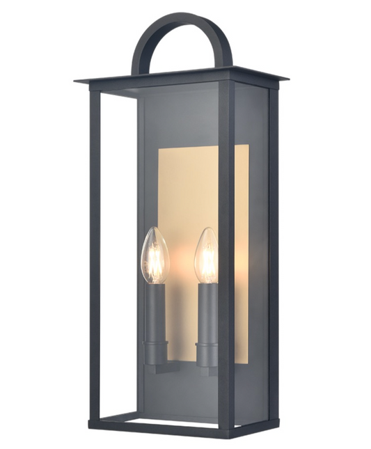 Medium Black and Brass Wall Box Lantern - ID 14908