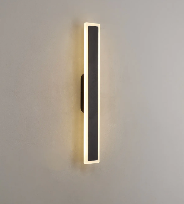 Black 60cm Rectangular Exterior IP65 Wall Light - ID 14911