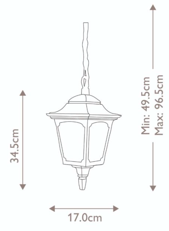 EFL Archway Black Mini Outdoor IP44 Lantern Pendant - ID 14726
