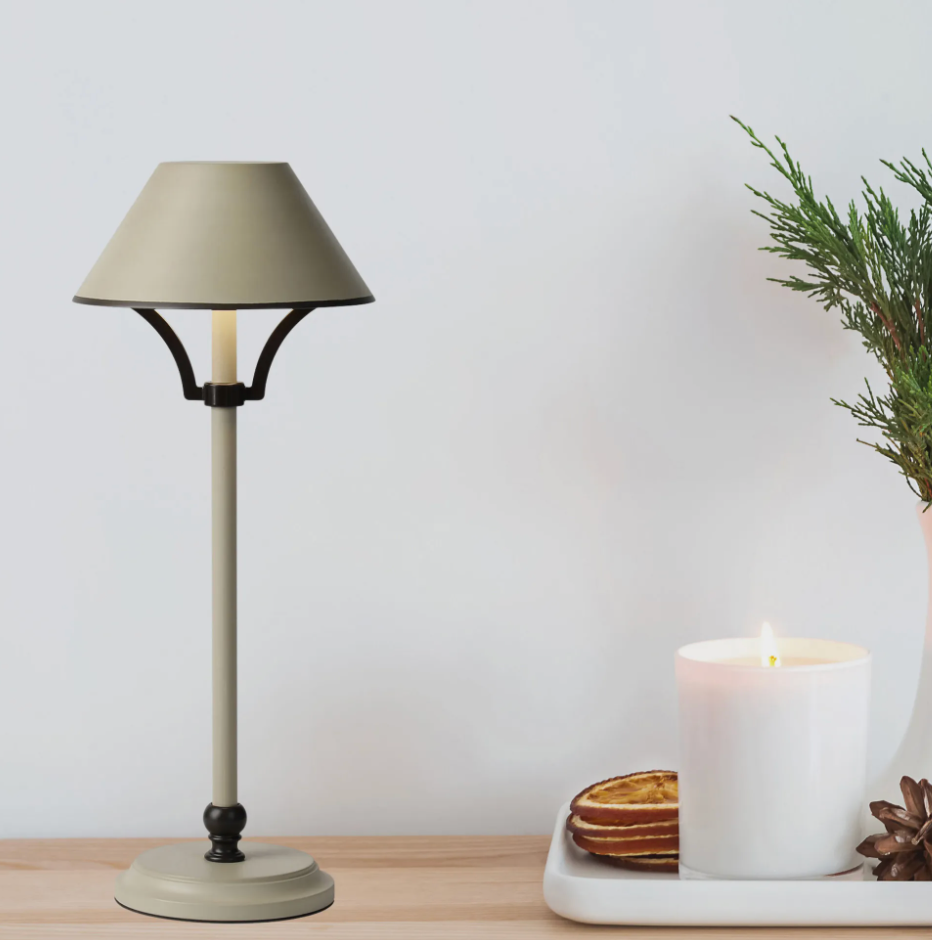 Cream and Bronze Portable Table Lamp - ID 14916