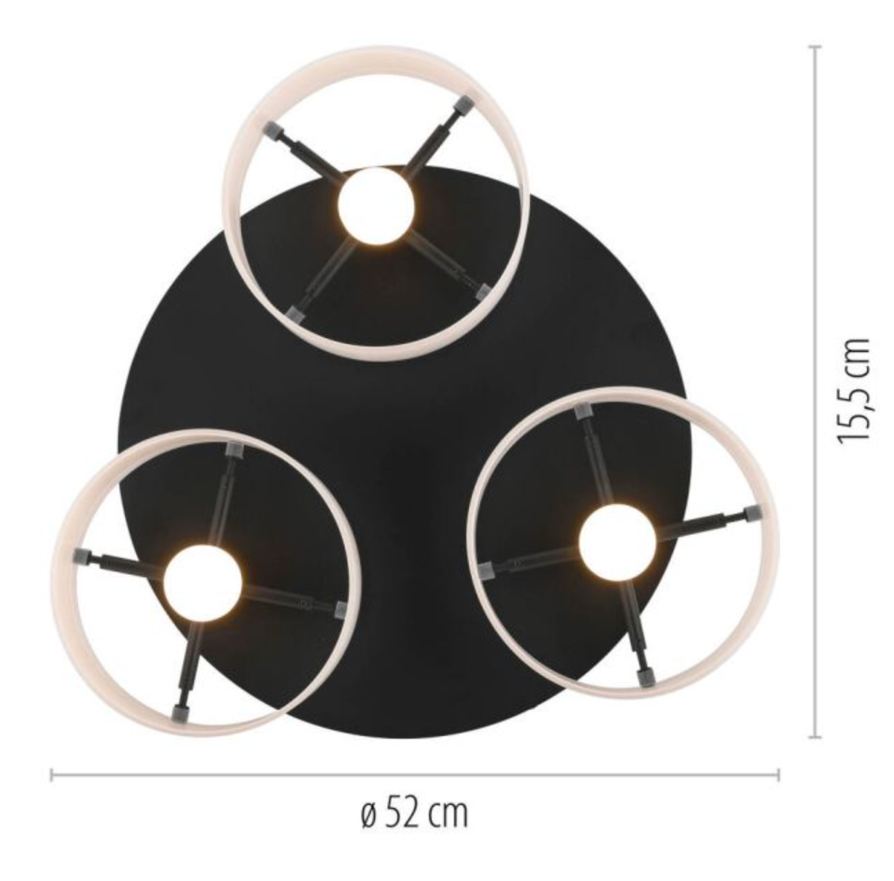MAKI Black LED 3 Light Flush Ceiling Light - ID 14973