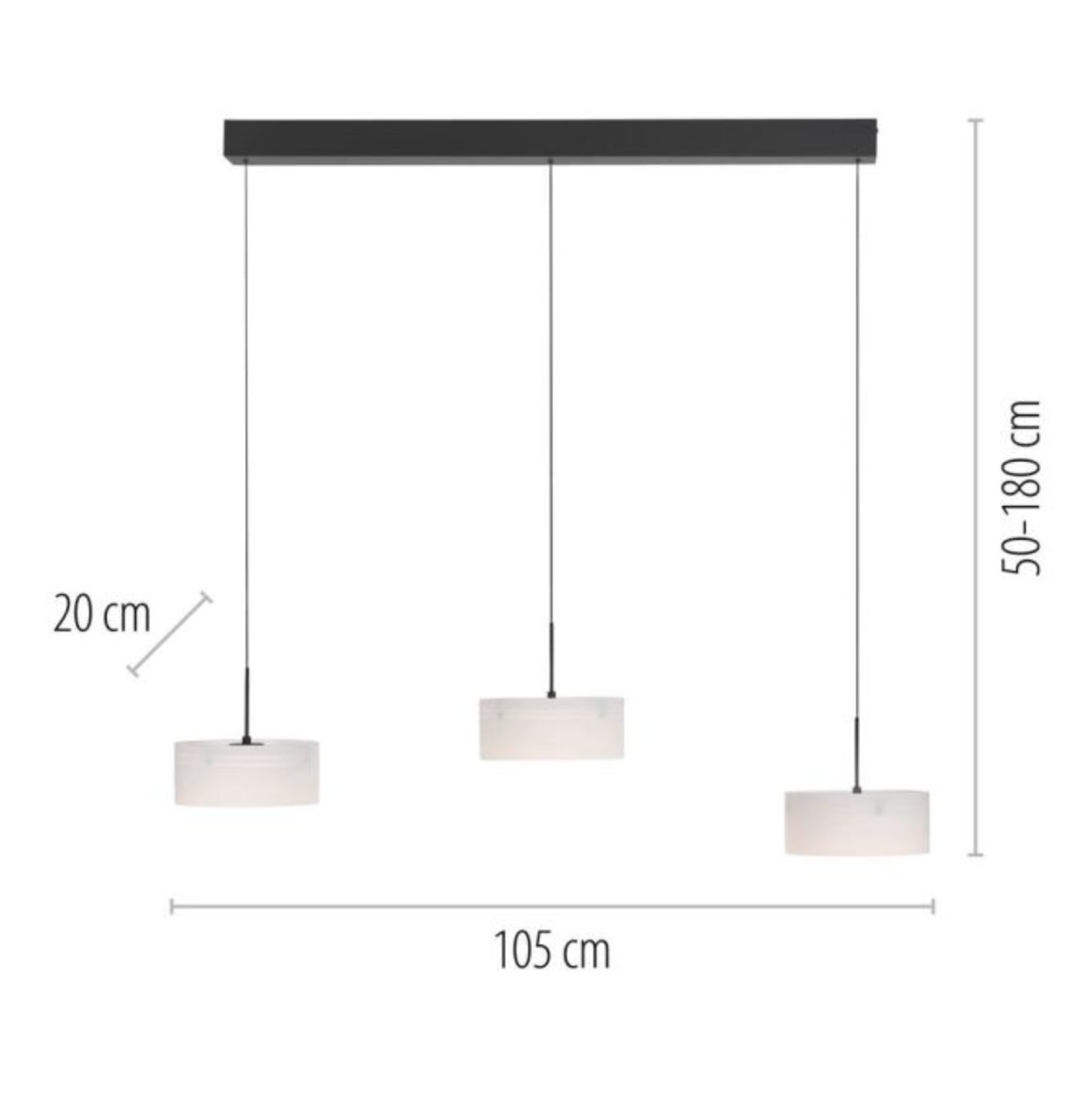 MAKI Black LED Linear 3-Light Pendant - ID 14978