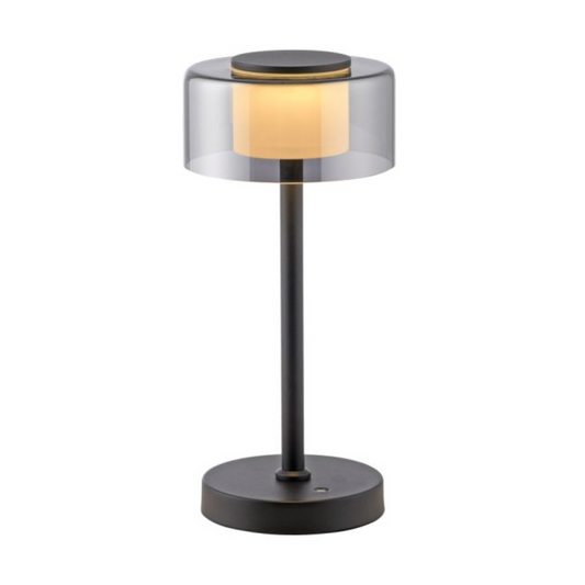 RALI Black and Smoked LED Rechargeable Table Lamp - ID 14981