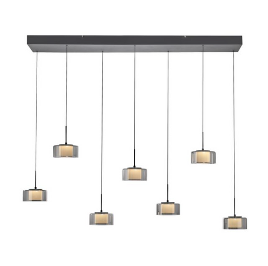 RALI Black and Smoked LED 7-Light Linear Pendant - ID 14988