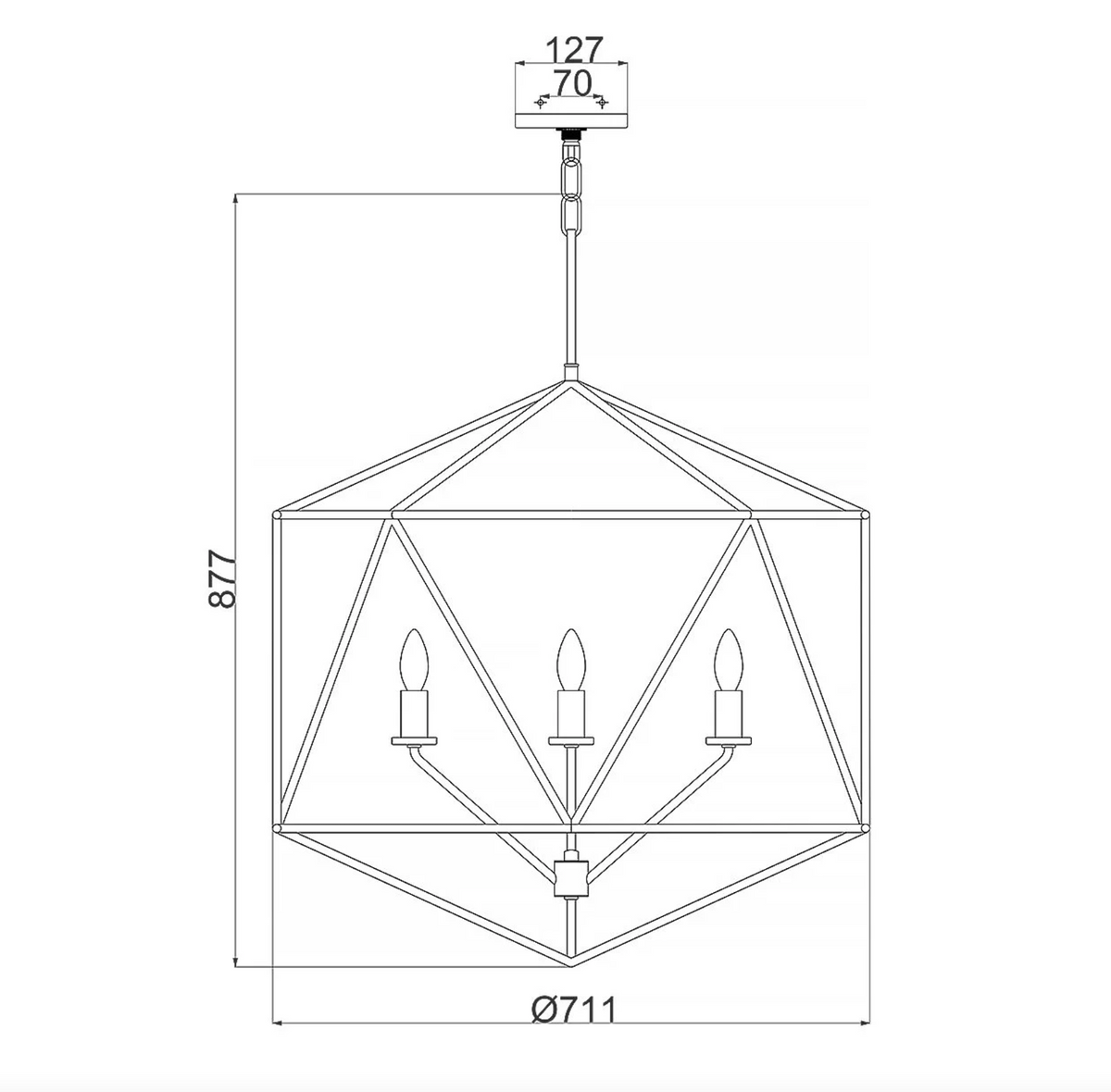 Geometric Black and Gold 5 Light Chandelier - ID 14996