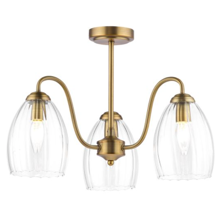Rolo Elegant Antique Bronze 3 Light Semi-Flush - ID 14998