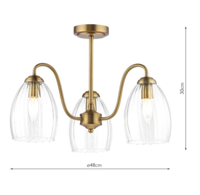 Rolo Elegant Antique Bronze 3 Light Semi-Flush - ID 14998