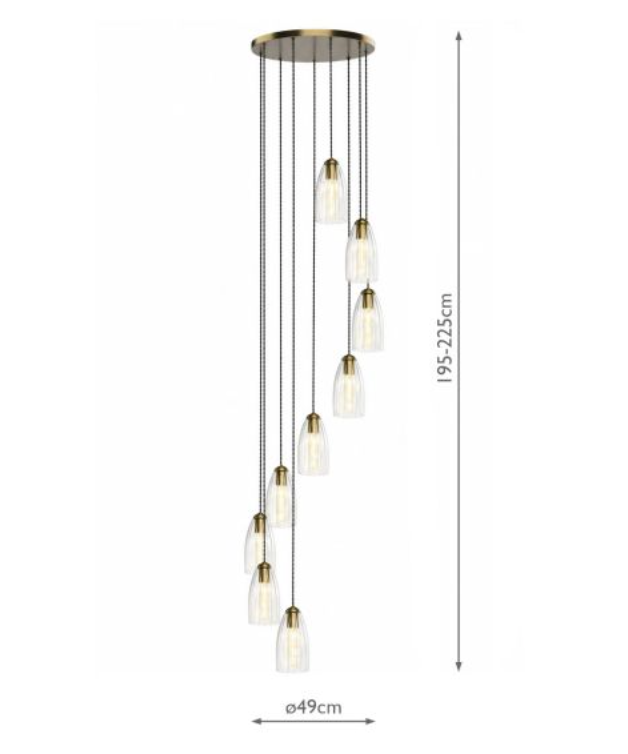 Rolo Elegant Antique Bronze 9 Light Multi Pendant - ID 15002