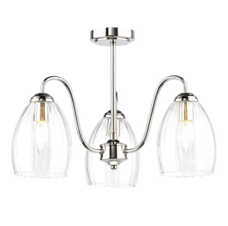 Rolo Elegant Polished Nickel 3 Light Semi-Flush - ID 15005