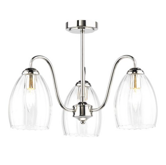 Rolo Elegant Polished Nickel 3 Light Semi-Flush - ID 15005