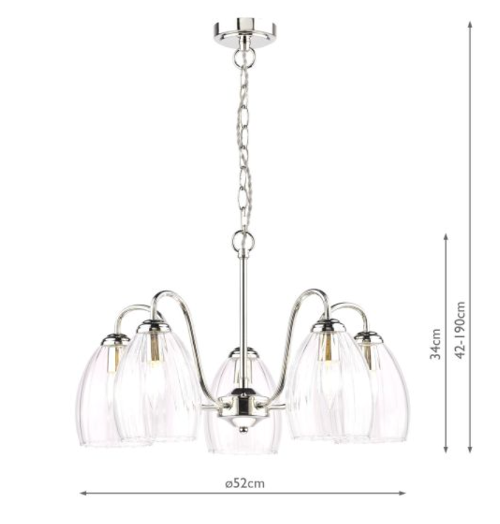 Rolo Elegant Polished Nickel 5 Light Pendant - ID 15006
