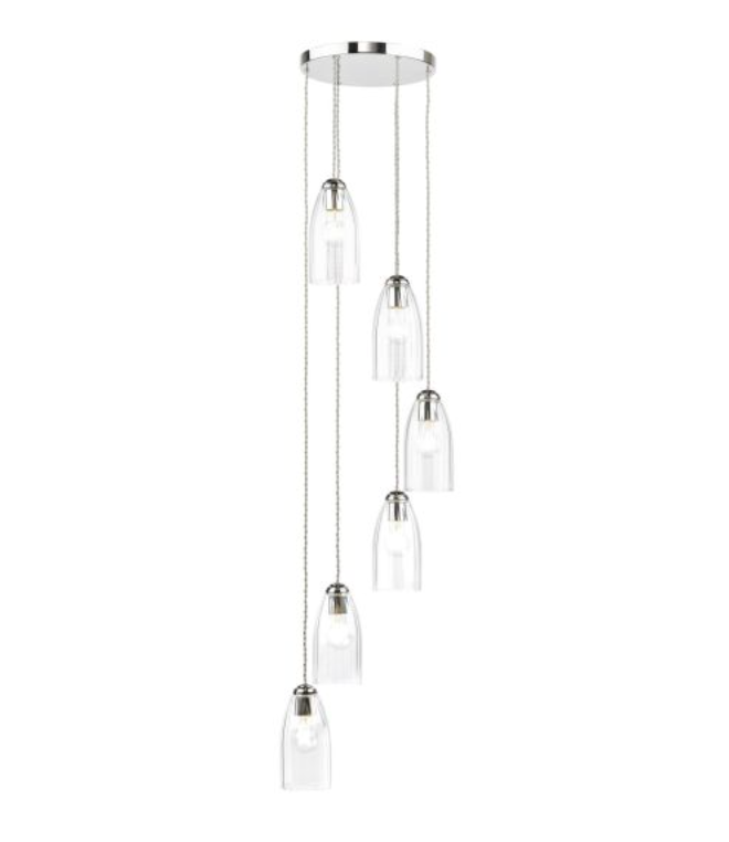 Rolo Elegant Polished Nickel 6 Light Multi Pendant - ID 15009