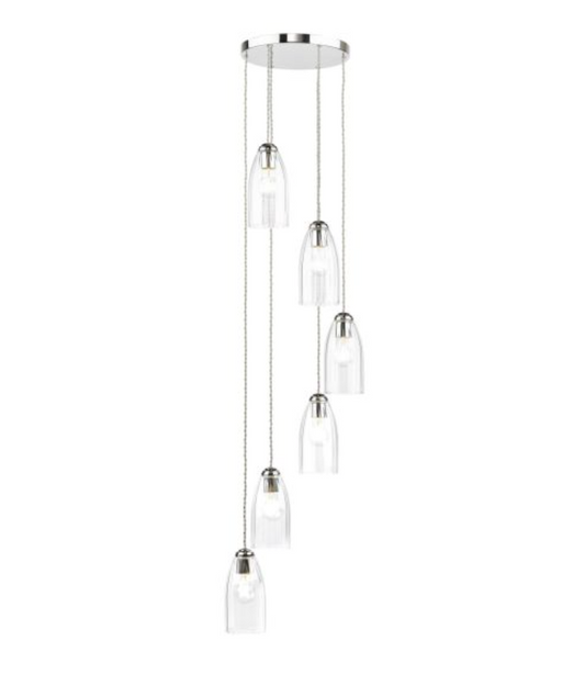 Rolo Elegant Polished Nickel 6 Light Multi Pendant - ID 15009