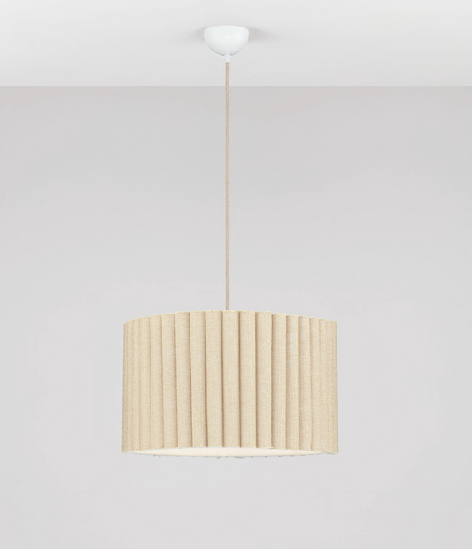 NL Niso Yellow Linen Pendant, Yellow Cable, White Canopy - ID 14889