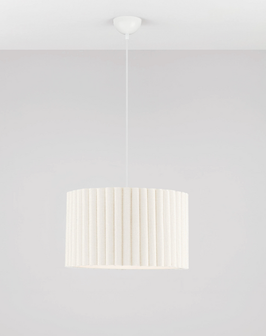 NL Niso Cream Linen Pendant, White Cable, White Canopy - ID 14887