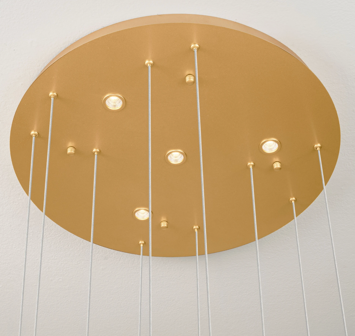 Sevra Gold Steel and Glass LED 60cm Round 5 Light Multi Pendant - ID 15056