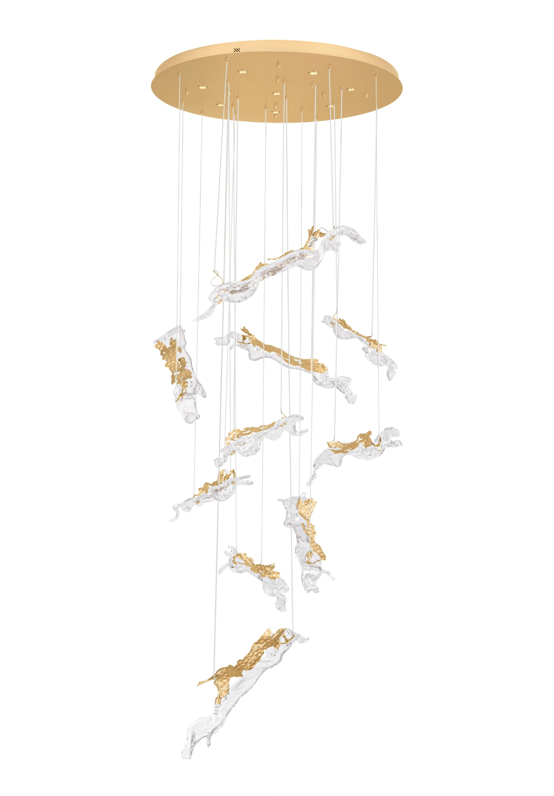 Sevra Gold Steel and Glass LED 100cm Round 10 Light Multi Pendant - ID 15057
