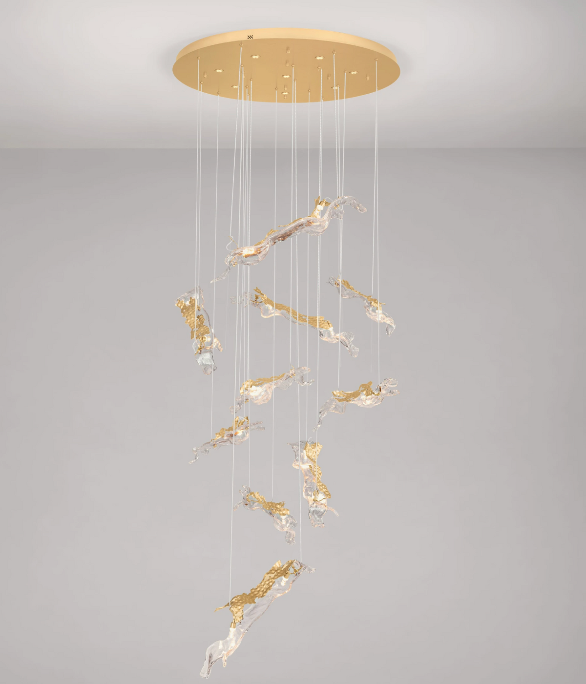 Sevra Gold Steel and Glass LED 100cm Round 10 Light Multi Pendant - ID 15057