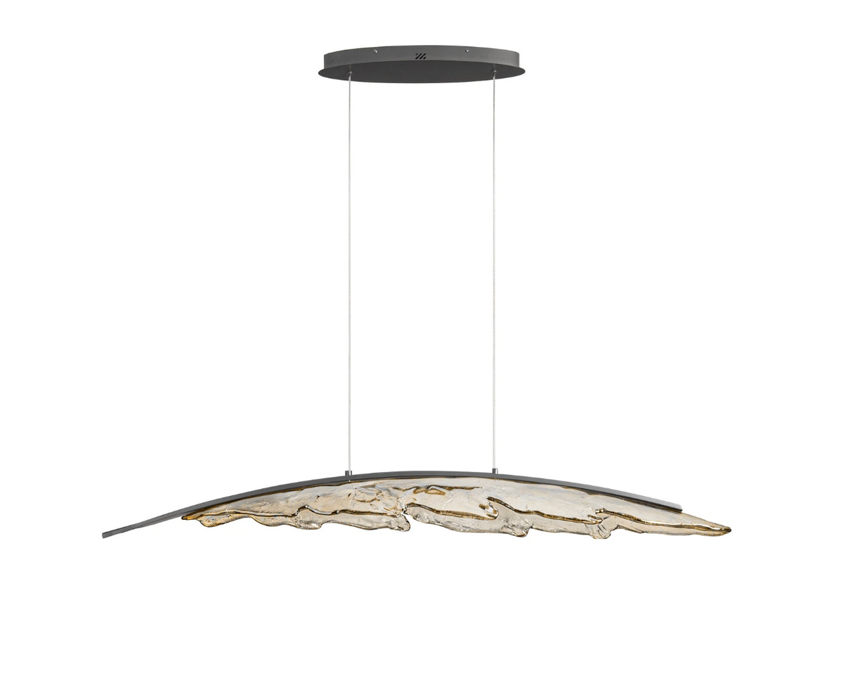 JAY Mocha Glass & Anthracite Steel Large Suspension Light - ID 15059